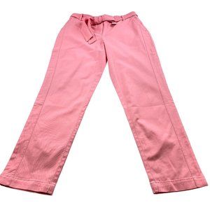 Talbots Pink Elastic Waist Tapered Pants Self Belt Sz 8 NWT